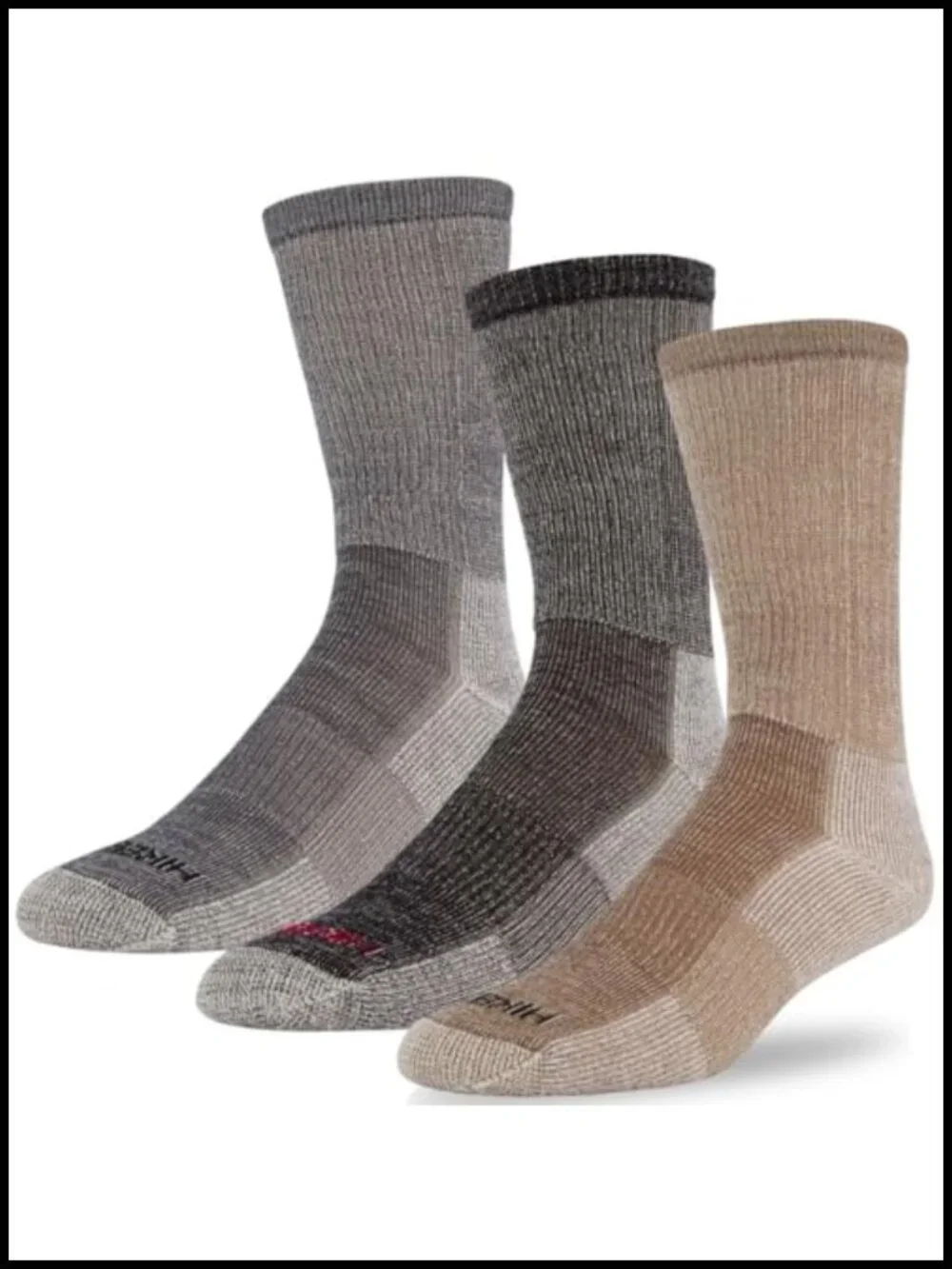 74% Merino Wool Hiking Crew Socks 3 Pack All Season Trekking Outdoor